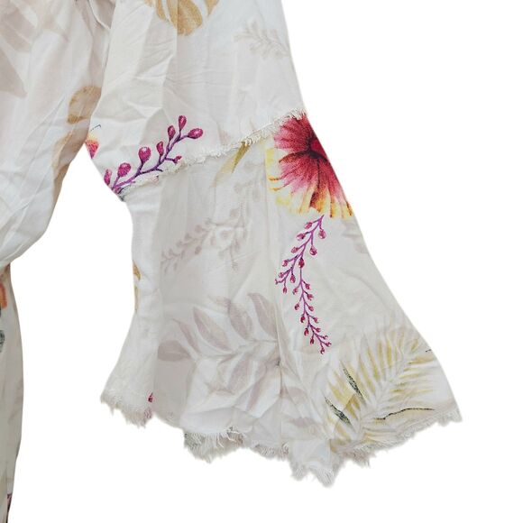 Z&L Europe Mini Dress Womens Medium Beige Floral Flared Sleeve Y2K Beachy Travel - Picture 5 of 12